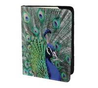 YUNWEIKEJI Paon affichant des Plumes, des Ailes Ouvertes, Porte-Passeport Portefeuille de Voyage en Cuir PU Étui pour Passeport Couvre-Passeport 5,5 Pouces
