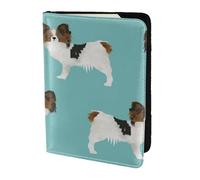 YUNWEIKEJI Papillon Dogs Chien épagneul Jouet Mignon, Porte-Passeport Portefeuille de Voyage en Cuir PU Étui pour Passeport Couvre-Passeport 5,5 Pouces