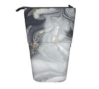 YUNWEIKEJI Pastel Splash Abstrait en marbre Gris, Trousse à Crayons télescopique, Porte-Crayon sur Pied avec Pochette à Crayons à Fermeture éclair, Sac à stylos