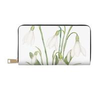 YUNWEIKEJI Peinture Aquarelle botanique de Fleur de Perce-Neige Blanche, Portefeuille de Grande capacité pour Hommes Femmes Portefeuilles Carte de crédit Portefeuille en Cuir Microfibre