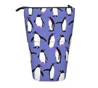 YUNWEIKEJI Pingouin Mignon Violet, Trousse à Crayons télescopique, Porte-Crayon sur Pied avec Pochette à Crayons à Fermeture éclair, Sac à stylos