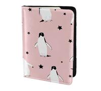 YUNWEIKEJI Pingouins Étoiles Oiseau De Mer, Porte-Passeport Portefeuille de Voyage en Cuir PU Étui pour Passeport Couvre-Passeport 5,5 Pouces