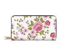 YUNWEIKEJI Pivoines Rose Paille, Portefeuille de Grande capacité pour Hommes Femmes Portefeuilles Carte de crédit Portefeuille en Cuir Microfibre