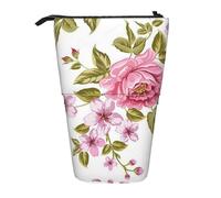 YUNWEIKEJI Pivoines Rose Paille, Trousse à Crayons télescopique, Porte-Crayon sur Pied avec Pochette à Crayons à Fermeture éclair, Sac à stylos