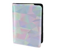 YUNWEIKEJI Polygonale holographique irisée Abstraite, Porte-Passeport Portefeuille de Voyage en Cuir PU Étui pour Passeport Couvre-Passeport 5,5 Pouces