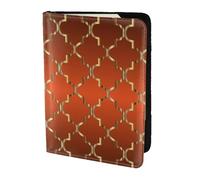 YUNWEIKEJI Quatrefoil d'or sur Orange Brûlé, Porte-Passeport Portefeuille de Voyage en Cuir PU Étui pour Passeport Couvre-Passeport 5,5 Pouces