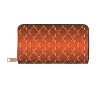 YUNWEIKEJI Quatrefoil d'or sur Orange Brûlé, Portefeuille de Grande capacité pour Hommes Femmes Portefeuilles Carte de crédit Portefeuille en Cuir Microfibre