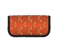 YUNWEIKEJI Quatrefoil d'or sur Orange Brûlé, Trousse à Crayons, Pochette à Crayons en Toile, Trousse à Crayons de Grande capacité, Trousse à cosmétiques