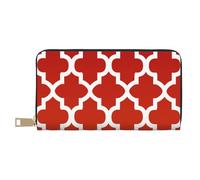 YUNWEIKEJI Quatrefoil Rouge Foncé Et Blanc, Portefeuille de Grande capacité pour Hommes Femmes Portefeuilles Carte de crédit Portefeuille en Cuir Microfibre