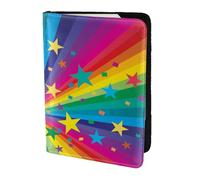 YUNWEIKEJI Rayons De Confettis Arc-en-Ciel Et Étoiles, Porte-Passeport Portefeuille de Voyage en Cuir PU Étui pour Passeport Couvre-Passeport 5,5 Pouces