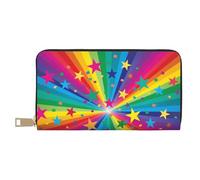 YUNWEIKEJI Rayons De Confettis Arc-en-Ciel Et Étoiles, Portefeuille de Grande capacité pour Hommes Femmes Portefeuilles Carte de crédit Portefeuille en Cuir Microfibre