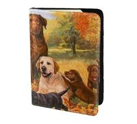 YUNWEIKEJI Remerciement du Chien Golden Retriever du Laboratoire du Labrador d'automne, Porte-Passeport Portefeuille de Voyage en Cuir PU Étui pour Passeport Couvre-Passeport 5,5 Pouces