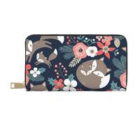 YUNWEIKEJI Renard Animal Fleur Mon Et Fille Fils, Portefeuille de Grande capacité pour Hommes Femmes Portefeuilles Carte de crédit Portefeuille en Cuir Microfibre