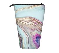 YUNWEIKEJI Roche de géode d'agate Arc-en-Ciel, Trousse à Crayons télescopique, Porte-Crayon sur Pied avec Pochette à Crayons à Fermeture éclair, Sac à stylos