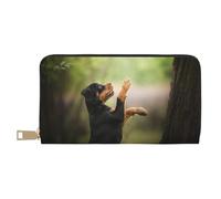 YUNWEIKEJI Rottweiler Animaux Chiot Chiens Bokeh, Portefeuille de Grande capacité pour Hommes Femmes Portefeuilles Carte de crédit Portefeuille en Cuir Microfibre