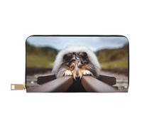 YUNWEIKEJI Rough Collie Bokeh Railway Chiens Animaux de Compagnie Rough, Portefeuille de Grande capacité pour Hommes Femmes Portefeuilles Carte de crédit Portefeuille en Cuir Microfibre
