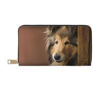 YUNWEIKEJI Rough Collie Lassie Chiens Gros Chiens Moelleux Animaux de Compagnie, Portefeuille de Grande capacité pour Hommes Femmes Portefeuilles Carte de crédit Portefeuille en Cuir Microfibre