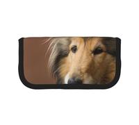 YUNWEIKEJI Rough Collie Lassie Chiens Gros Chiens Moelleux Animaux de Compagnie, Trousse à Crayons, Pochette à Crayons en Toile, Trousse à Crayons de Grande capacité, Trousse à cosmétiques