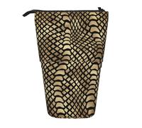 YUNWEIKEJI Safari Africain Noir Or Python Peau Animale Sépia, Trousse à Crayons télescopique, Porte-Crayon sur Pied avec Pochette à Crayons à Fermeture éclair, Sac à stylos
