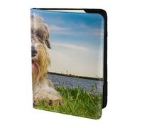 YUNWEIKEJI Schnauzer Pelouse Animaux Chiens Gris Chnauzer, Porte-Passeport Portefeuille de Voyage en Cuir PU Étui pour Passeport Couvre-Passeport 5,5 Pouces