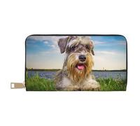 YUNWEIKEJI Schnauzer Pelouse Animaux Chiens Gris Chnauzer, Portefeuille de Grande capacité pour Hommes Femmes Portefeuilles Carte de crédit Portefeuille en Cuir Microfibre