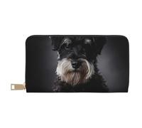 YUNWEIKEJI Schnauzer Portrait Gris Foncé, Portefeuille de Grande capacité pour Hommes Femmes Portefeuilles Carte de crédit Portefeuille en Cuir Microfibre