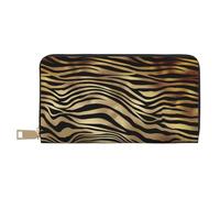 YUNWEIKEJI Sépia de Peau d'animal de zèbre d'or Noir Africain, Portefeuille de Grande capacité pour Hommes Femmes Portefeuilles Carte de crédit Portefeuille en Cuir Microfibre