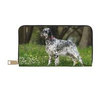 YUNWEIKEJI Setter Anglais Pelouse Animaux Chiens Setter Anglais, Portefeuille de Grande capacité pour Hommes Femmes Portefeuilles Carte de crédit Portefeuille en Cuir Microfibre