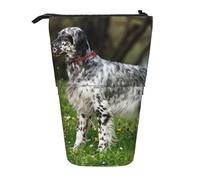 YUNWEIKEJI Setter Anglais Pelouse Animaux Chiens Setter Anglais, Trousse à Crayons télescopique, Porte-Crayon sur Pied avec Pochette à Crayons à Fermeture éclair, Sac à stylos