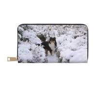 YUNWEIKEJI Sheltie d'hiver Fond d'écran, Portefeuille de Grande capacité pour Hommes Femmes Portefeuilles Carte de crédit Portefeuille en Cuir Microfibre