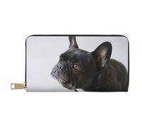 YUNWEIKEJI Sweet Pet Chiot Bouledogue français Noir Mignon, Portefeuille de Grande capacité pour Hommes Femmes Portefeuilles Carte de crédit Portefeuille en Cuir Microfibre