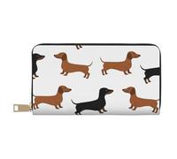 YUNWEIKEJI Teckel Weiner Chiens de Compagnie imprimés, Portefeuille de Grande capacité pour Hommes Femmes Portefeuilles Carte de crédit Portefeuille en Cuir Microfibre