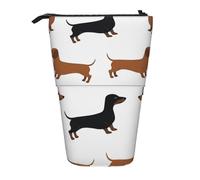 YUNWEIKEJI Teckel Weiner Chiens de Compagnie imprimés, Trousse à Crayons télescopique, Porte-Crayon sur Pied avec Pochette à Crayons à Fermeture éclair, Sac à stylos