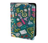 YUNWEIKEJI Thème Scientifique du Dessin animé, Porte-Passeport Portefeuille de Voyage en Cuir PU Étui pour Passeport Couvre-Passeport 5,5 Pouces