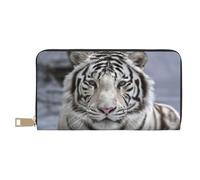 YUNWEIKEJI Tigre Blanc d'hiver, Portefeuille de Grande capacité pour Hommes Femmes Portefeuilles Carte de crédit Portefeuille en Cuir Microfibre