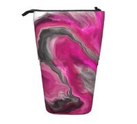 YUNWEIKEJI Tourbillon d'art Fluide de Ton Bijou Gris Noir Magenta, Trousse à Crayons télescopique, Porte-Crayon sur Pied avec Pochette à Crayons à Fermeture éclair, Sac à stylos