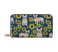 YUNWEIKEJI Tournesols Bouledogue français, Portefeuille de Grande capacité pour Hommes Femmes Portefeuilles Carte de crédit Portefeuille en Cuir Microfibre