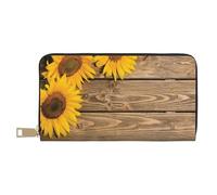YUNWEIKEJI Trois tournesols sur Bois, Portefeuille de Grande capacité pour Hommes Femmes Portefeuilles Carte de crédit Portefeuille en Cuir Microfibre