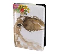 YUNWEIKEJI Vache Aquarelle Mignonne, Porte-Passeport Portefeuille de Voyage en Cuir PU Étui pour Passeport Couvre-Passeport 5,5 Pouces