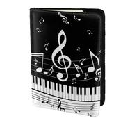 YUNWEIKEJI Vague de Notes de Musique, Porte-Passeport Portefeuille de Voyage en Cuir PU Étui pour Passeport Couvre-Passeport 5,5 Pouces