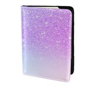 YUNWEIKEJI Violet Rose Paillettes Ombre Bleu Dégradé, Porte-Passeport Portefeuille de Voyage en Cuir PU Étui pour Passeport Couvre-Passeport 5,5 Pouces