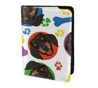YUNWEIKEJI Visage de Teckel ludique, Porte-Passeport Portefeuille de Voyage en Cuir PU Étui pour Passeport Couvre-Passeport 5,5 Pouces