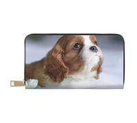 YUNWEIKEJI Visage d'épagneul Cavalier King Charles, Portefeuille de Grande capacité pour Hommes Femmes Portefeuilles Carte de crédit Portefeuille en Cuir Microfibre