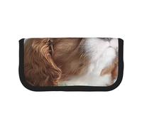 YUNWEIKEJI Visage d'épagneul Cavalier King Charles, Trousse à Crayons, Pochette à Crayons en Toile, Trousse à Crayons de Grande capacité, Trousse à cosmétiques