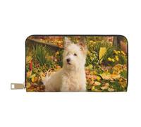 YUNWEIKEJI Westie Automne West Highland White Terrier Chiens, Portefeuille de Grande capacité pour Hommes Femmes Portefeuilles Carte de crédit Portefeuille en Cuir Microfibre