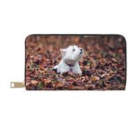 YUNWEIKEJI Westie Bokeh Chiens West Highland White Terrier, Portefeuille de Grande capacité pour Hommes Femmes Portefeuilles Carte de crédit Portefeuille en Cuir Microfibre