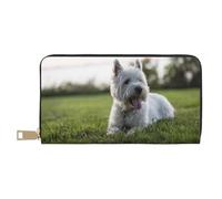 YUNWEIKEJI Westie Lawn Chiens West Highland White Terrier, Portefeuille de Grande capacité pour Hommes Femmes Portefeuilles Carte de crédit Portefeuille en Cuir Microfibre