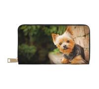 YUNWEIKEJI Yorkshire Terrier Bokeh Chiens Mignons Mur Yorkie, Portefeuille de Grande capacité pour Hommes Femmes Portefeuilles Carte de crédit Portefeuille en Cuir Microfibre