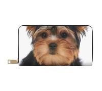 YUNWEIKEJI Yorkshire Terrier se Trouve sur Blanc, Portefeuille de Grande capacité pour Hommes Femmes Portefeuilles Carte de crédit Portefeuille en Cuir Microfibre