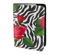 YUNWEIKEJI Zèbre Animal Fleur Rouge, Porte-Passeport Portefeuille de Voyage en Cuir PU Étui pour Passeport Couvre-Passeport 5,5 Pouces